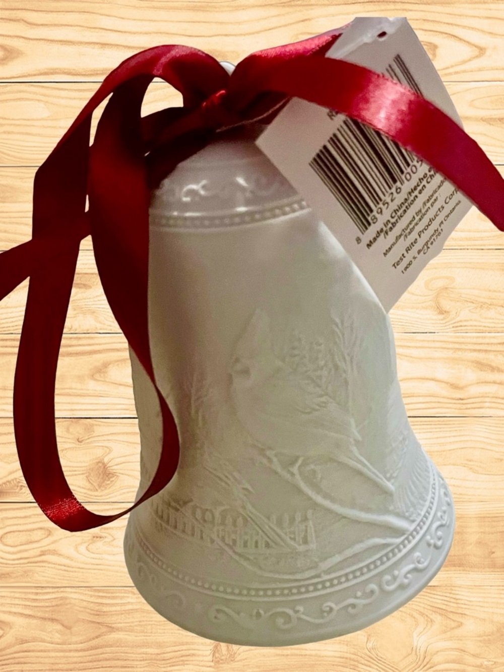 Kringle Express White Red Porcelain Bell Illuminated 5x4 - Picture 8 of 16